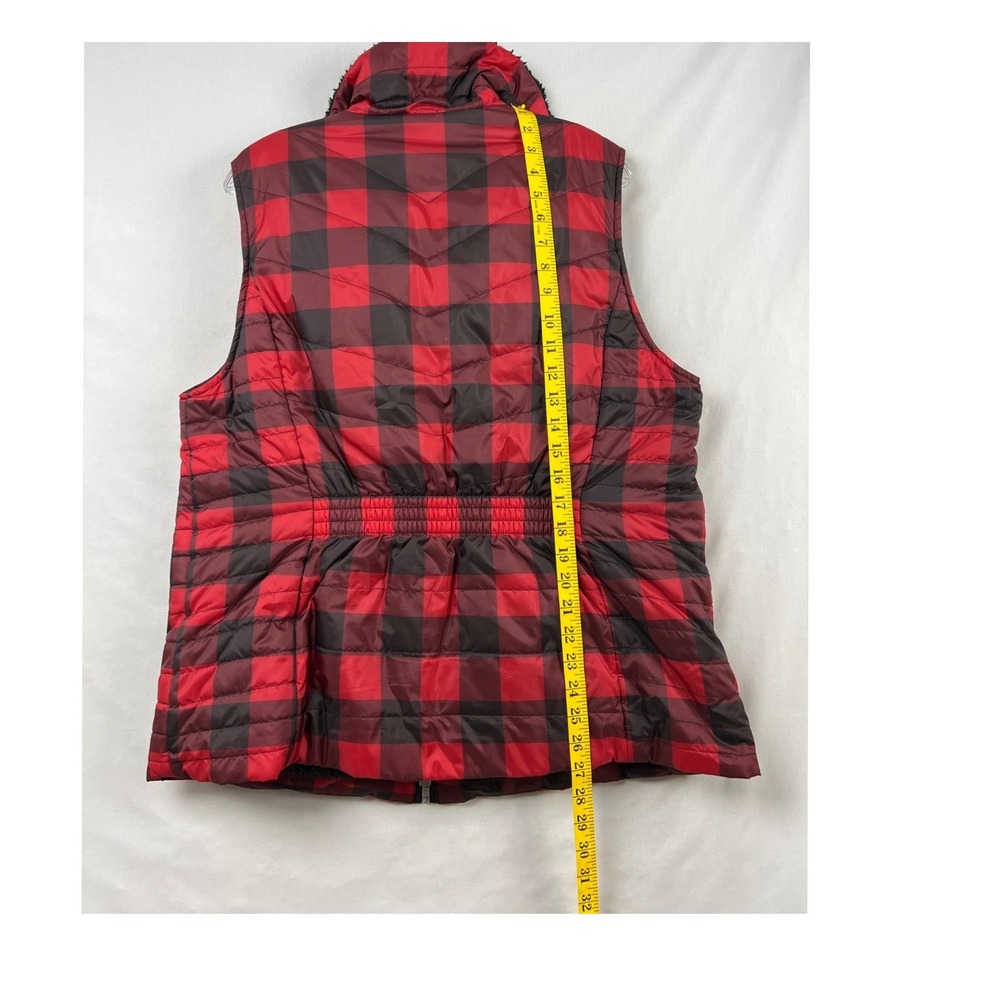 Talbots Puffer Vest Women XL Red Buffalo Plaid Sherpa Lined Quilted Zip Front - Picture 5 of 8